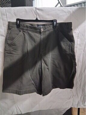 Mens Cherokee Khaki Green Canvas Carpenter Shorts Hammer Loop Size 38 G2